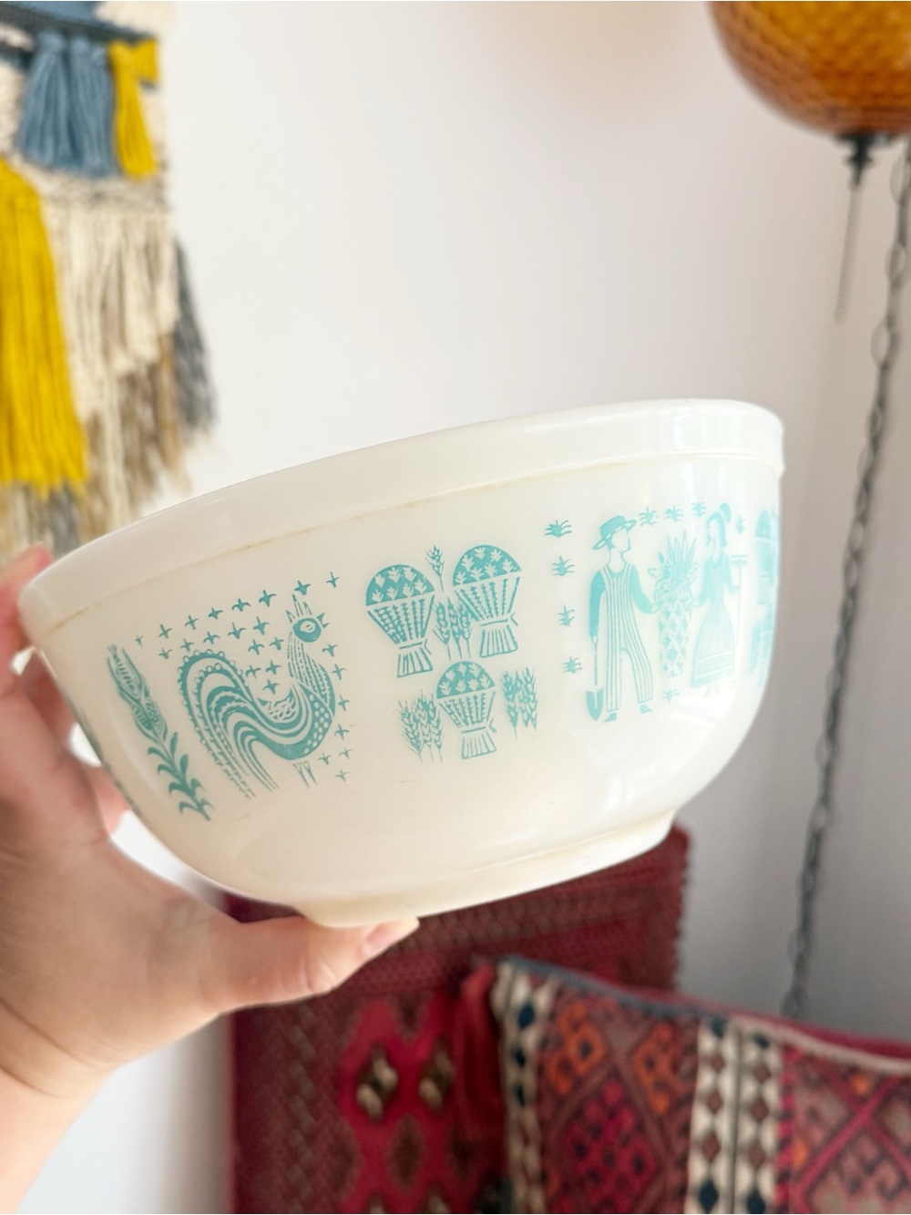 Vintage Pyrex Turquoise Butterprint 403 2.5 Quart Mixing Bowl Retro Farmhouse